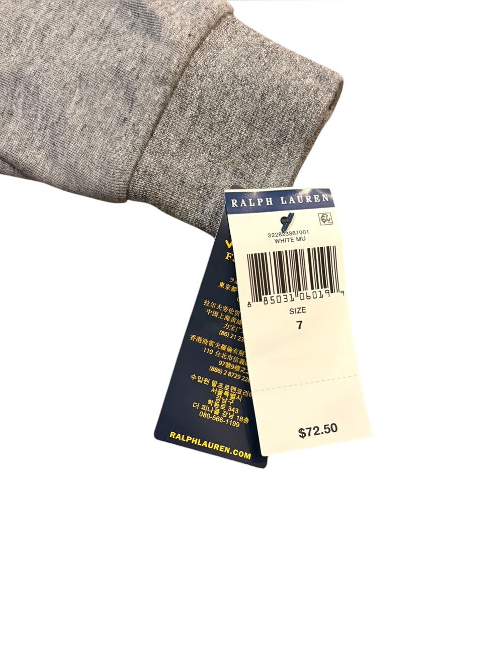 Polo by Ralph Lauren Boys' Light Gray Zip Hoodie with Embroidered Pony Size 7 - Picture 5 of 10